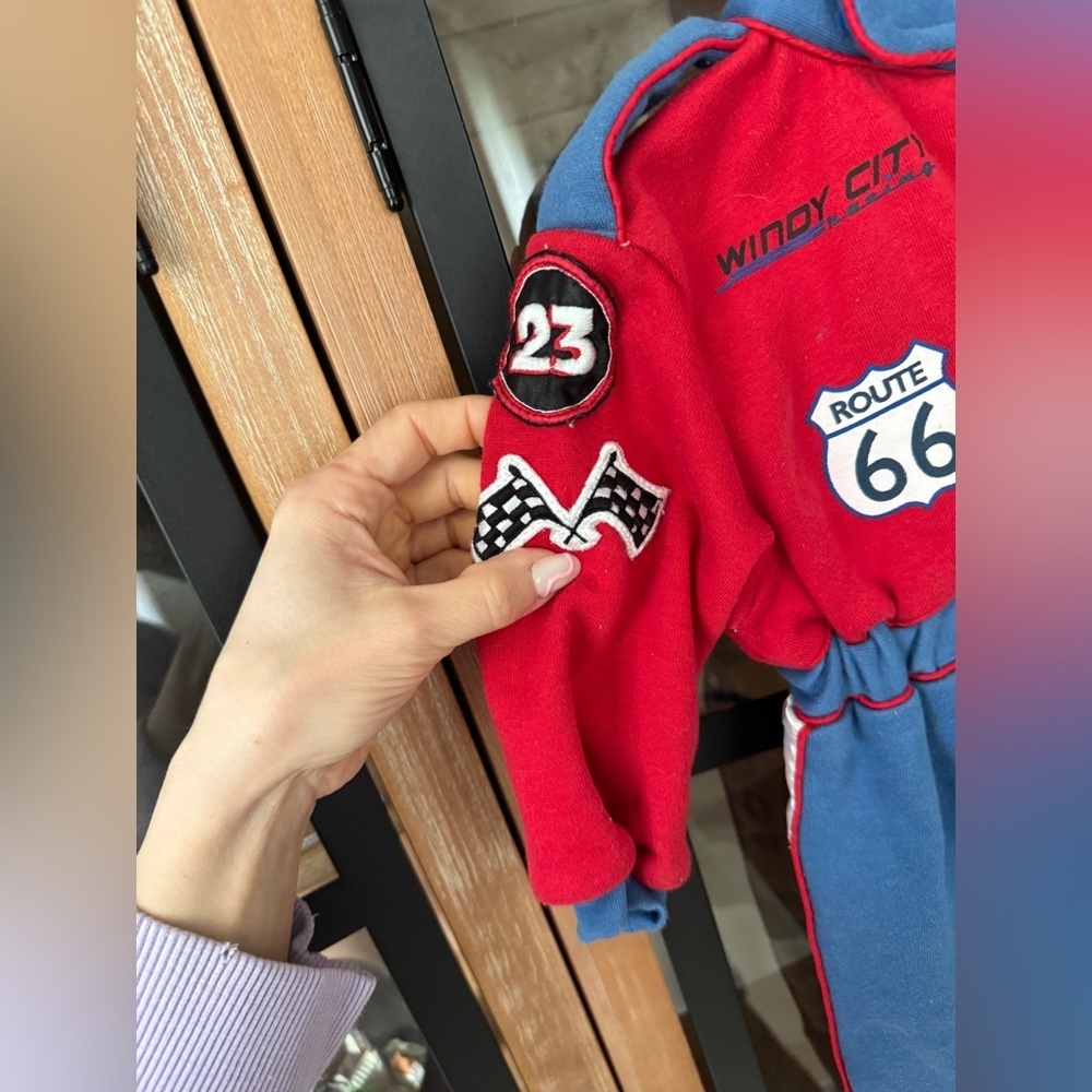 Vintage Race Car Driver nascar coverall jumpsuit baby boy route 66 patches 23 - Picture 5 of 11